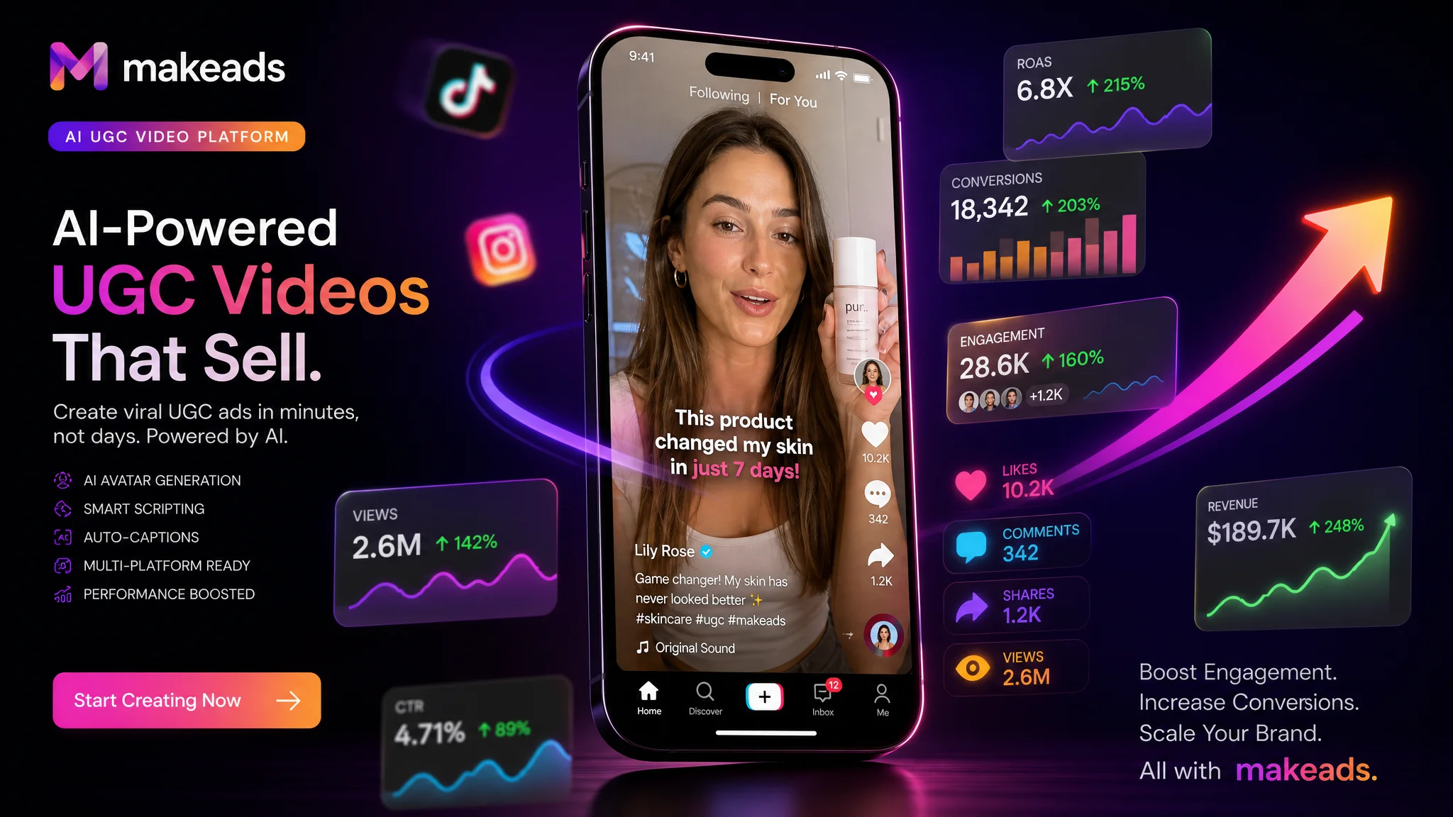 Examples of UGC videos including testimonials, unboxing, and product reviews on social feeds