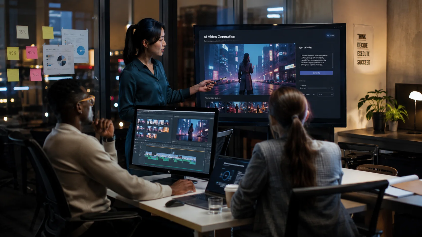 Professional video editor downloading and managing AI-generated Sora 2 video clips for marketing campaigns