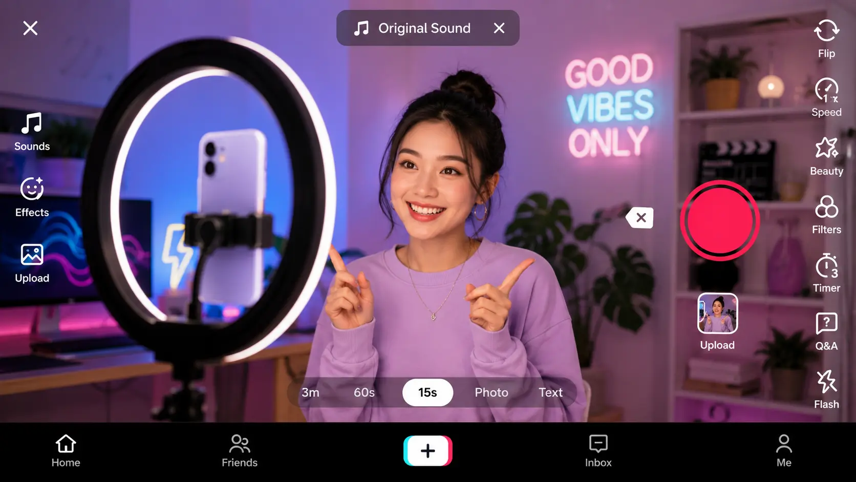 Mobile video creation app interface showing AI video generation features